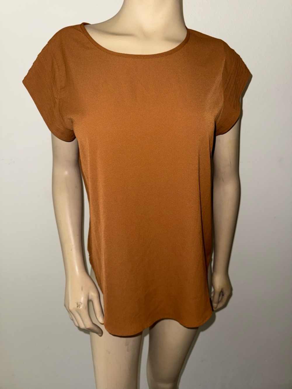 Lily White Short Sleeve Scoop Neck Top in Rust Orange